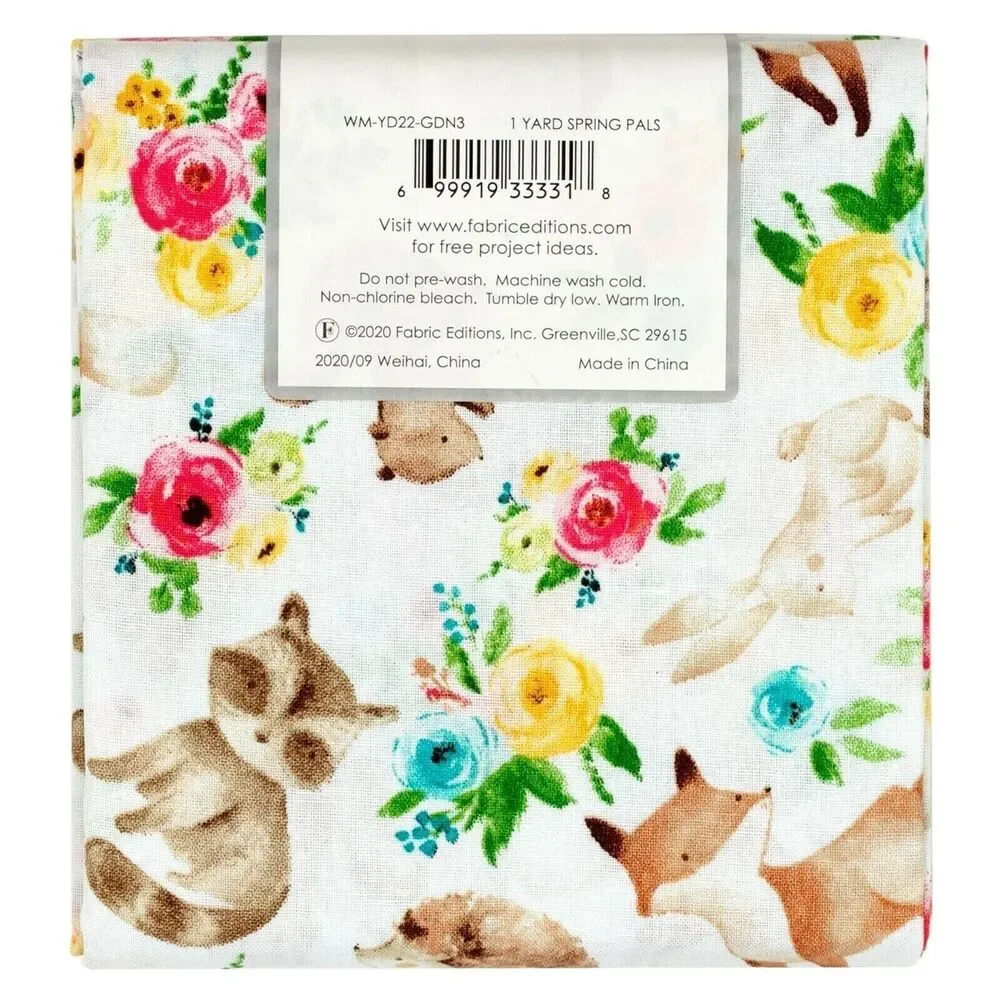 Create It Spring Pals Sewing Fabric Forest Animals Precut 36 X 42-in Cotton NEW